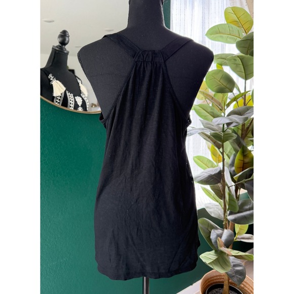 Banana Republic Beaded Embroidered Tassel Tank Top Black White Boho Size Small - Picture 4 of 10